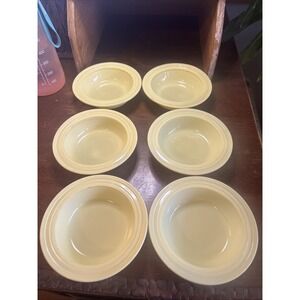 Hazel Atlas Moderntone Platonite Pastel Yellow Berry Bowls Set Of 6